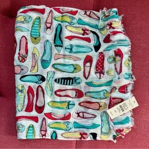 Talbots 100% viscose super soft scarf with whimsical shoe print NWT